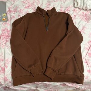 Women’s Brown Quarter-Zip Pullover Sweater